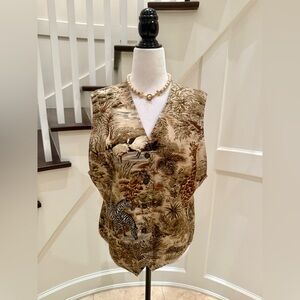 90's Vintage Lizwear Safari Print Vest, Size Large